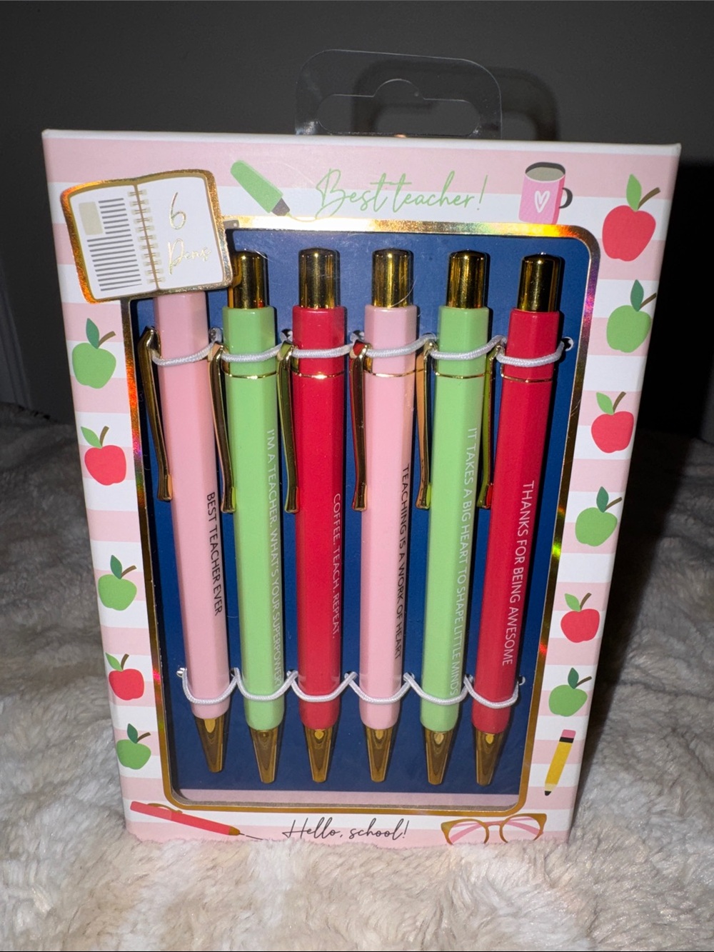 Best Teacher 6 Pens with Sayings